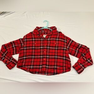 American Eagle Outfitters Red Plaid cropped Shirt